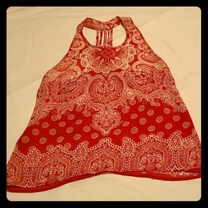 Red Silk Tank Top Size Sm